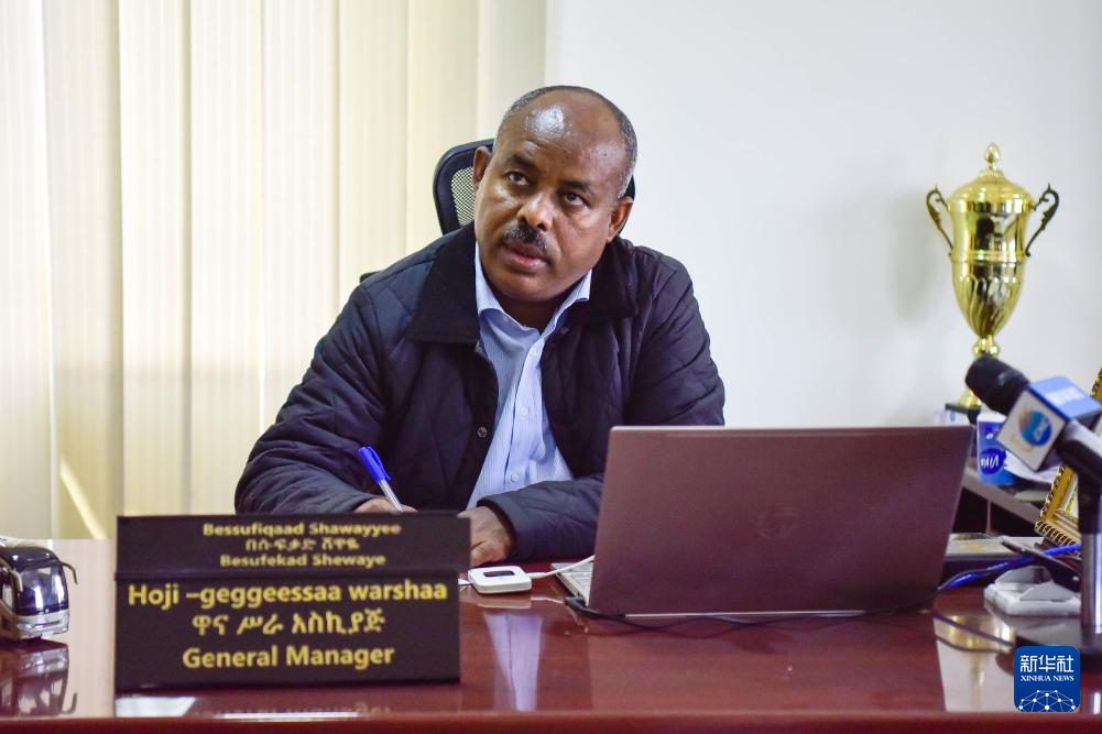 3月6日，在埃塞俄比亚首都亚的斯亚贝巴，贝莱内·金迪金属工程公司总经理谢瓦耶接受新华社记者采访。新华社发（迈克尔·特韦尔德摄）